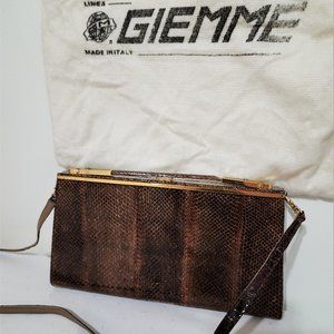 Mint - Signed Linea Giemme Vintage Snake Skin Clutch Purse Handbag
